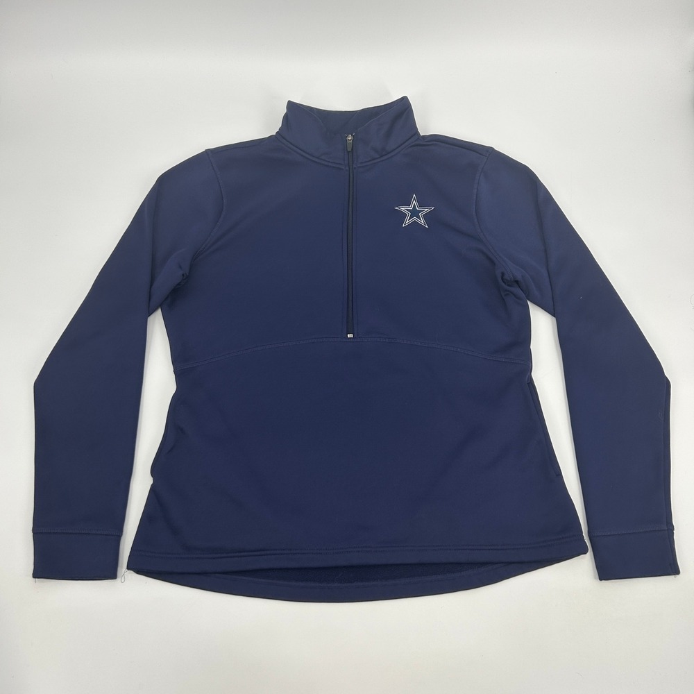 Dallas‎ Cowboys Pullover Sweatshirt Women's XL Navy Blue 1/2 Zip NFL Pockets